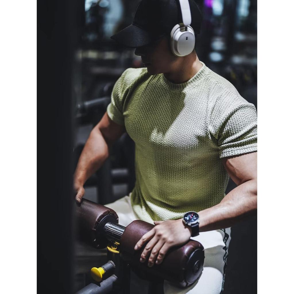 Gym Short Muscle Fitness Sweat Quick Short Gray L [Anmur] T-shirt, Sleeve, Men's Training, Stretching, Training, Sports, Stylish, Absorbent,