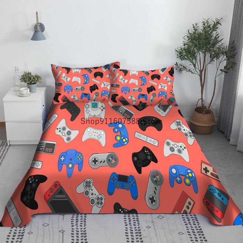 Gamepad Bed Sheet Set 3D Printed Game Handle Bed Flat Sheet With Pillowcase Gamer Bed Linen 1.0/1.2/1.35/1.5/1.8/2.0m