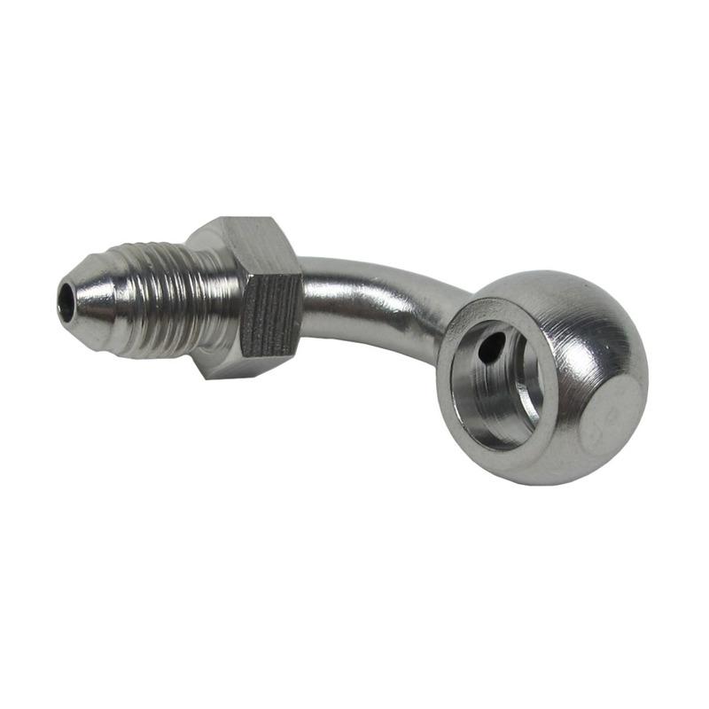 Stainless Steel 3/8" 10mm AN3 90 Degree Banjo Brake Line Adaptor Fitting For Harley Touring Road King FLHX FLHT Sportster