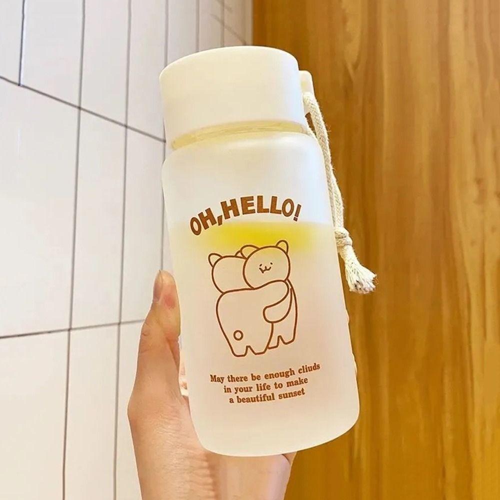Простой Милый Медведь Уличный Стакан для Воды Прозрачная Матовая Бутылка для Воды