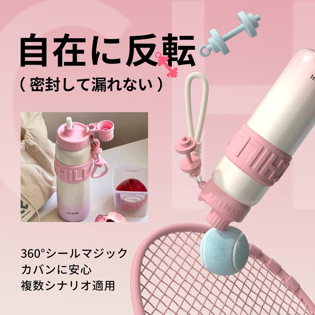 Бутылка для воды GERM объемом 680 мл, термос с трубочкой, большой емкости, из нержавеющей стали 31603, с вакуумной изоляцией, в комплекте, с ремешком, без протечек