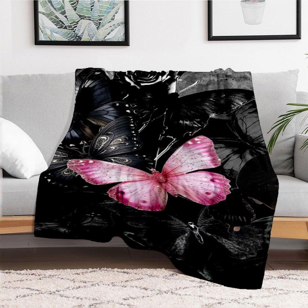 Pink Butterfly Phone Wallpaper HD - Black Butterfly Backgrounds for iPhone & AndroidBlanket Flannel Throw Blanket for Sofa, Bed, Travel, Cam