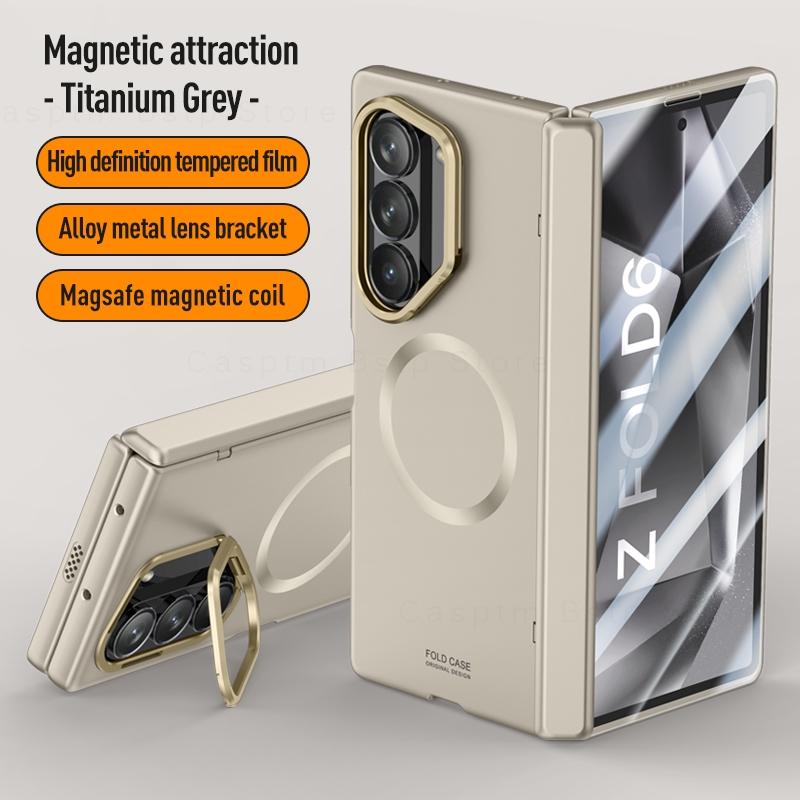 Магнитный Складной Ударопрочный Чехол Для Samsung Galaxy Z Fold 6 Защитный Бронированный Чехол Для Samsung Z Fold6 Чехол Держатель для Линзы