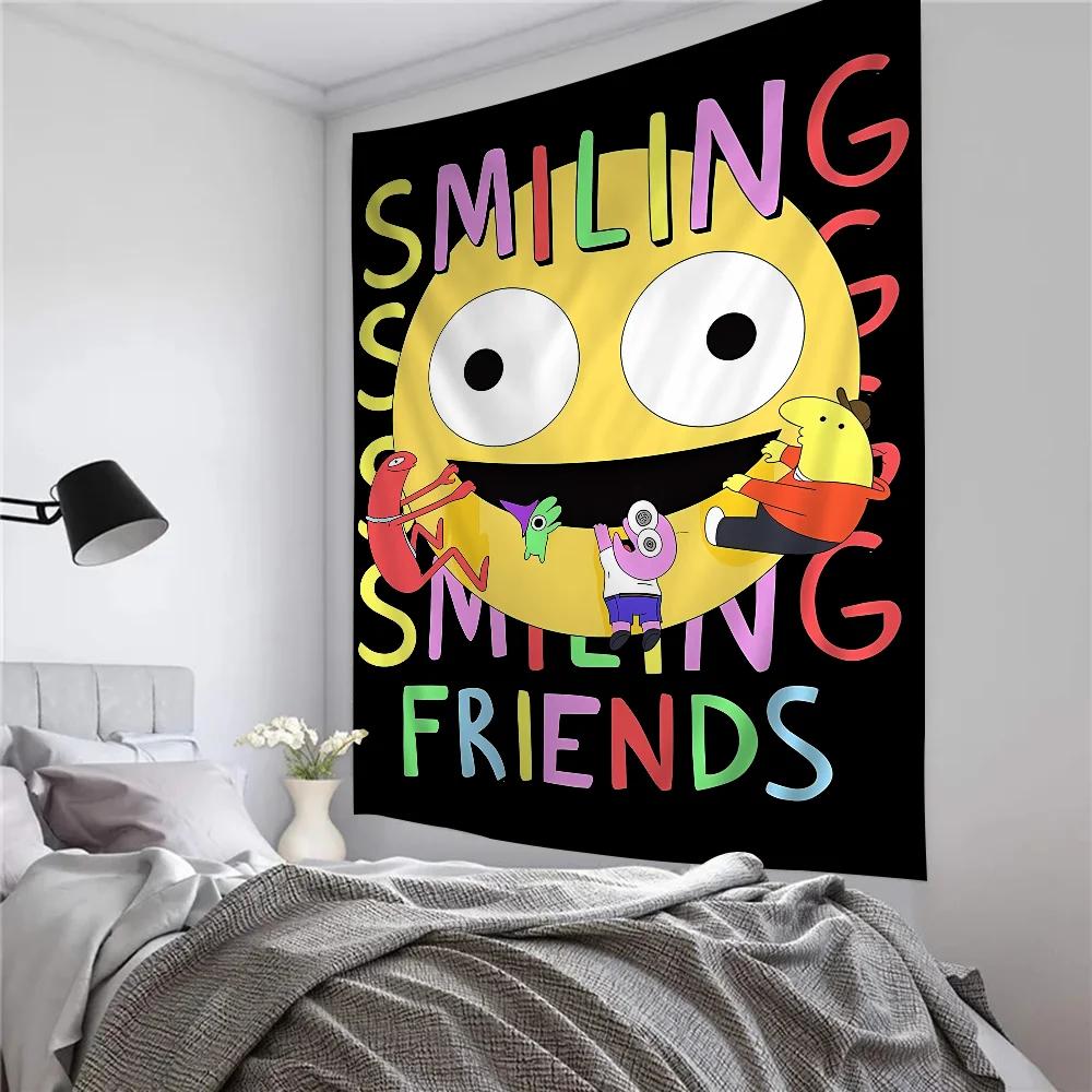 Мультяшный Повешенный на стену красочный гобелен Smiling Friends Богемный настенный гобелен Декор на стену Мандала