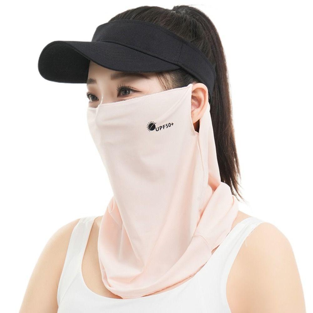 Letter Sunscreen Face Veil Breathable Neckline Face Cover Thin Summer Ice Silk Face Mask Hiking