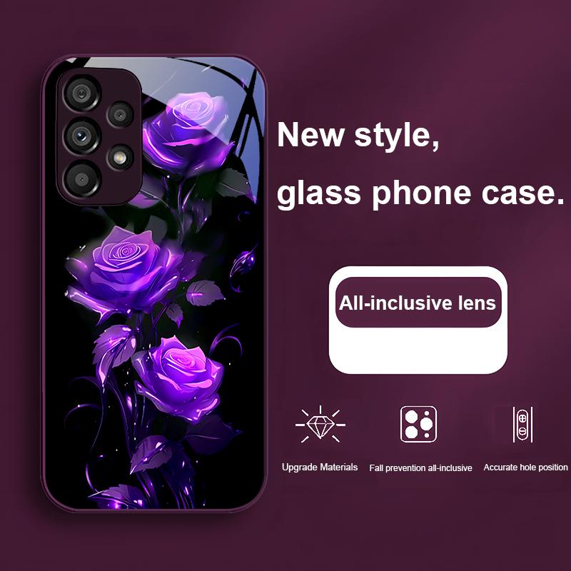 Яркий Розово-Синий Для Samsung Galaxy Note 10 Plus S20 21 FE S23 Ultra S8 9 A70 72 73 50 51 52 53 Закаленное Стекло Чехол для Телефона