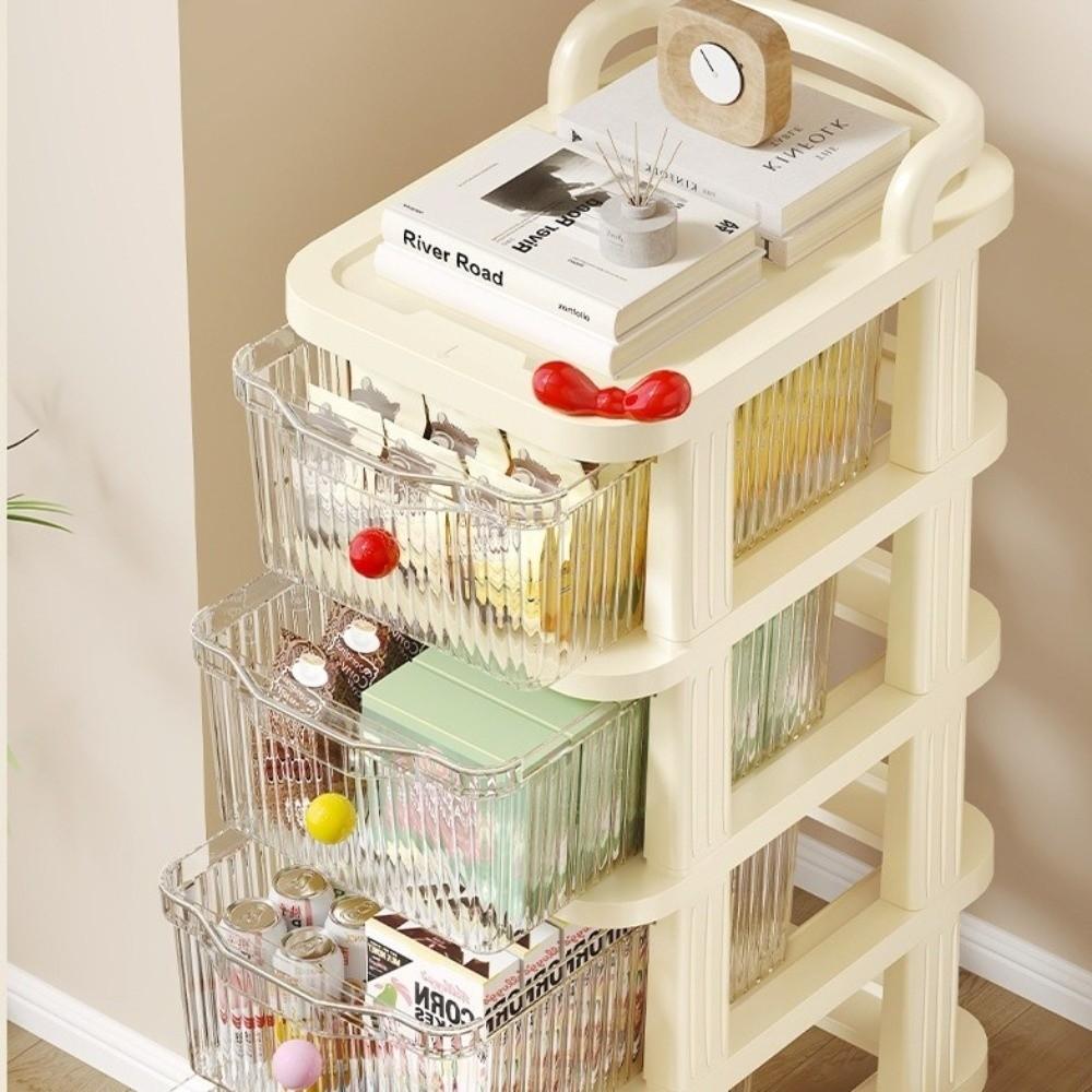 Transparent Drawer Storage Rack Trolley Style Household Storage Cabinet Trolley Storage Shelf Home