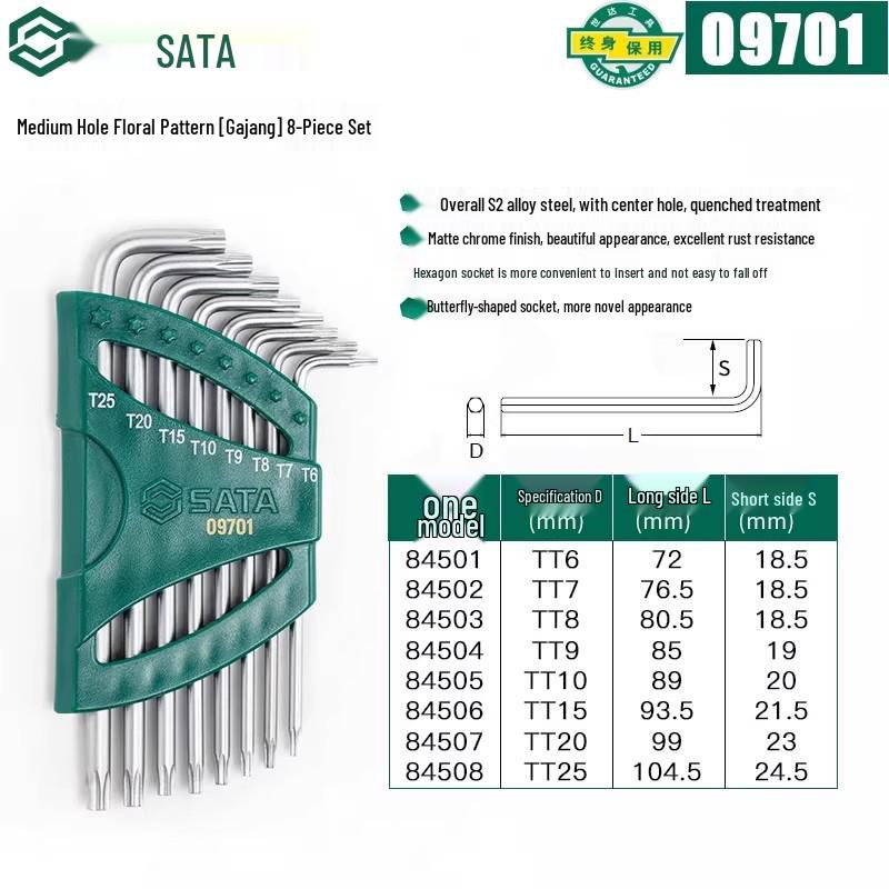 SATA Экстрадлинный набор шестигранных и Torx ключей с шаровыми и плоскими головками