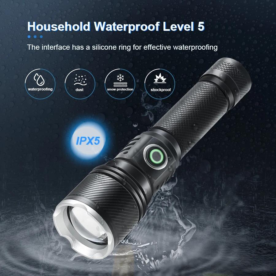 Most Powerful 500W Flashlight Ultra Bright Long Shot Torch Rechargeable LED Zoom Flashlight Outdoor Emergency Camping Torch
