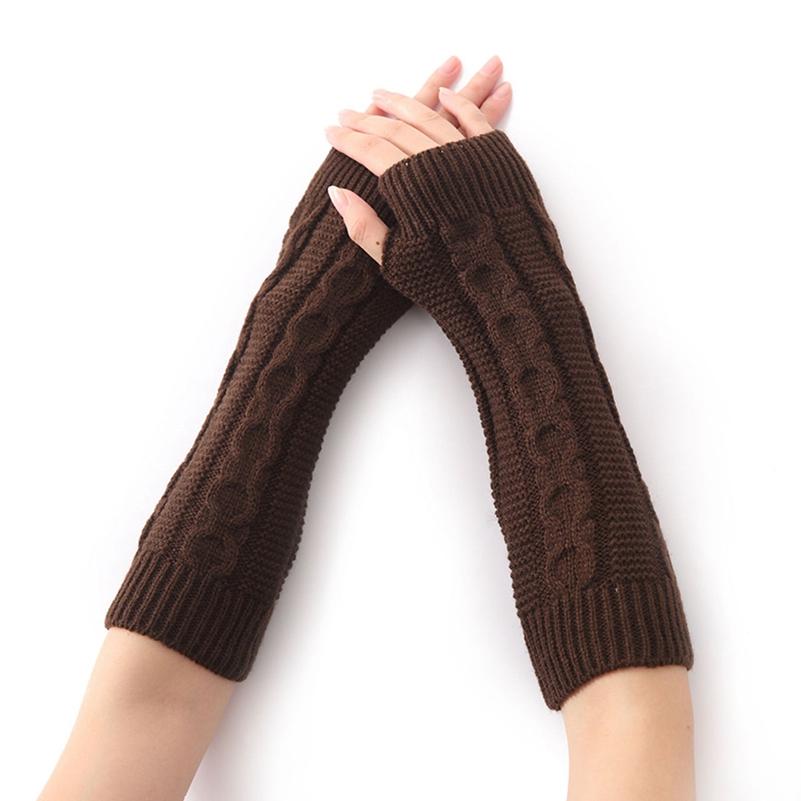 Теплые длинные перчатки без пальцев, утеплители для рук, утолщенные трикотажные эластичные женские 1 пара эластичных варежек для зимы для женщин