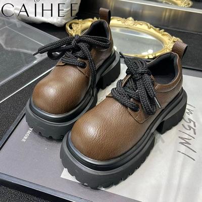 Туфли Мэри Джейн на платформе женские из искусственной кожи на среднем каблуке дизайнерские туфли-лодочки осенний новый тренд на шнуровке Zapatillas Femme