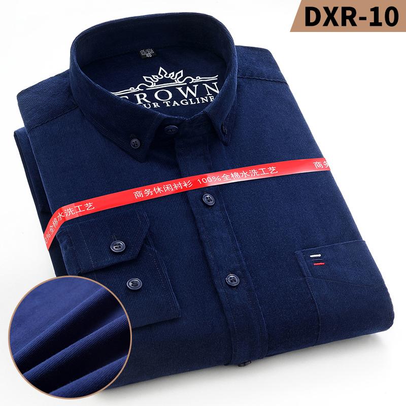 Мужская вельветовая рубашка с длинным рукавом в стиле business casual из чистого хлопка
