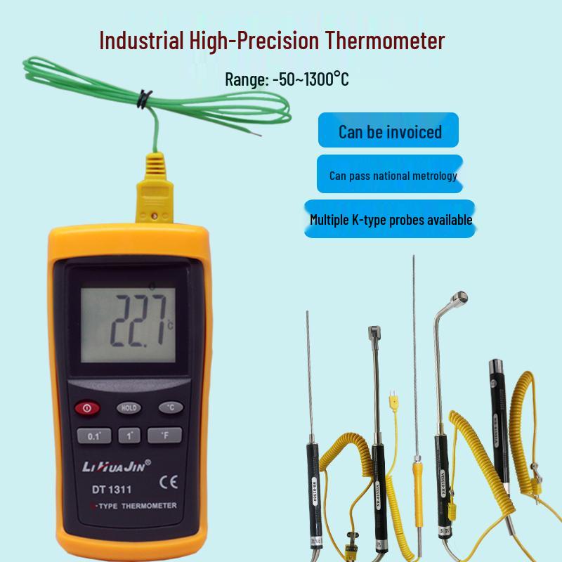 K-Type Digital Thermocouple Thermometer with Probe - High-Precision Industrial Temperature Meter.