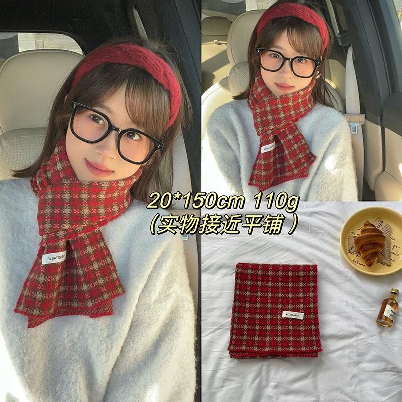[Dai Green] New Atmosphere Christmas Red Grid Soft Waxy Matching Gift Scarf High-end Style Fashion Scarf