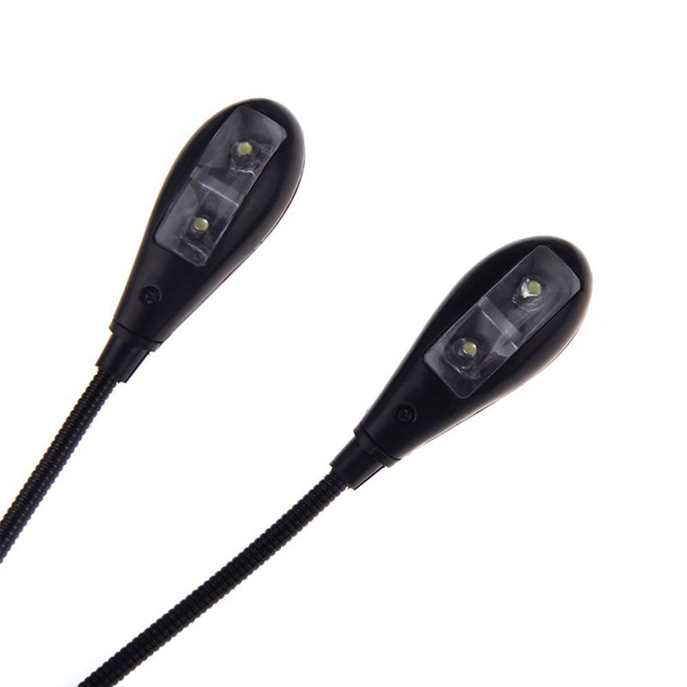 Parts Accessories Black Clip Reading Lamp Dual Flexible Arms 2 Arms Light Book Music Stand Light