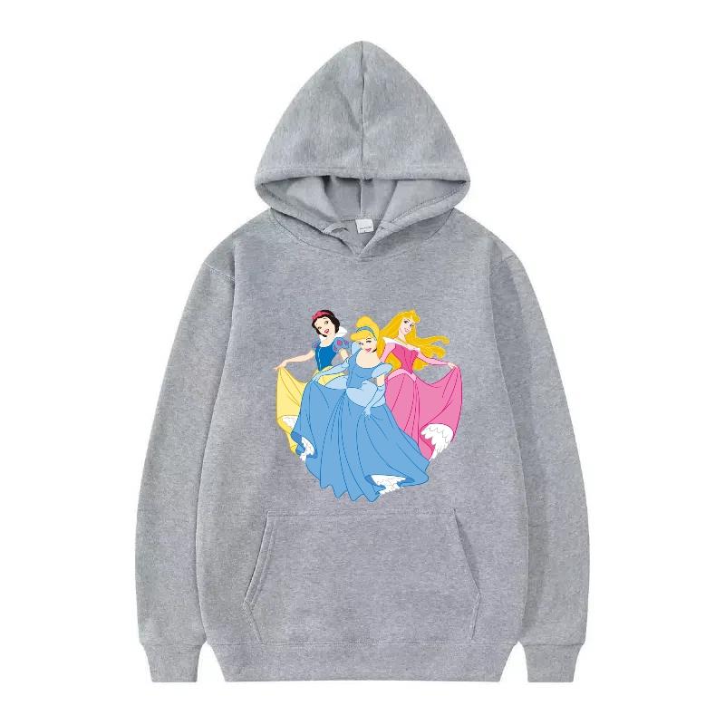 Disney Princess Pattern Woman Fashion Sporty Loose Black Spring Tops Clothes Pullovers Ladies Cheap Y2k Hoodies Men Sweatshirts