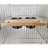 Bird Perch Feeder Wooden Stand Detachable Stainless Steel Feeding Cups Food Water Bowls for Macaws Lovebirds Cockatoos