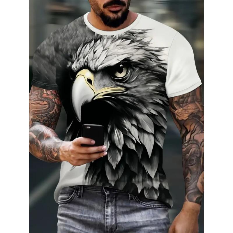 T-Shirts Oversize Eagle Graphic T-Shirt Summer Short Sleeve Tops Tees Oversized Fashion Animal Men T-Shirt Vintage Men's Clothes