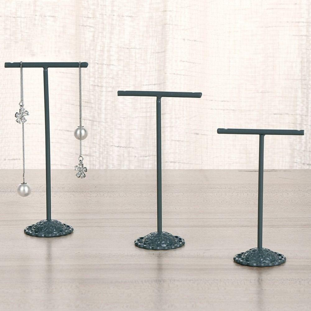 3Pcs/Set T-Shaped Earrings Display Stand Hanging Metal Jewelry Display Holder Ornament Plated Necklace Organizer Rack Counter