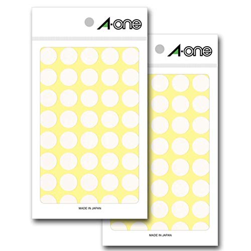 A-One Color Label White Round 15mm 14 Sheets Set of 2 07030-2P
