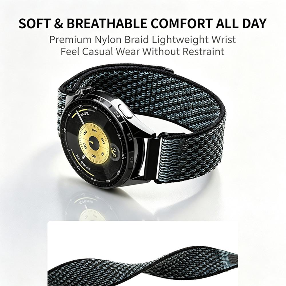 22mm Universal Hook and Loop Nylon Watch Band Soft Breathable Replacement Strap for Samsung Huawei Xiaomi Garmin CMF OPPO Vivo 22mm Regular Watches