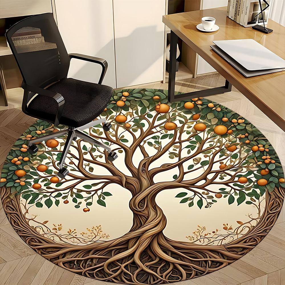 1pc Tree Life Office Round Area Rug, Under Office Chairs Bedroom Living Room Home Decor, Room Deco, Available in Various Sizes