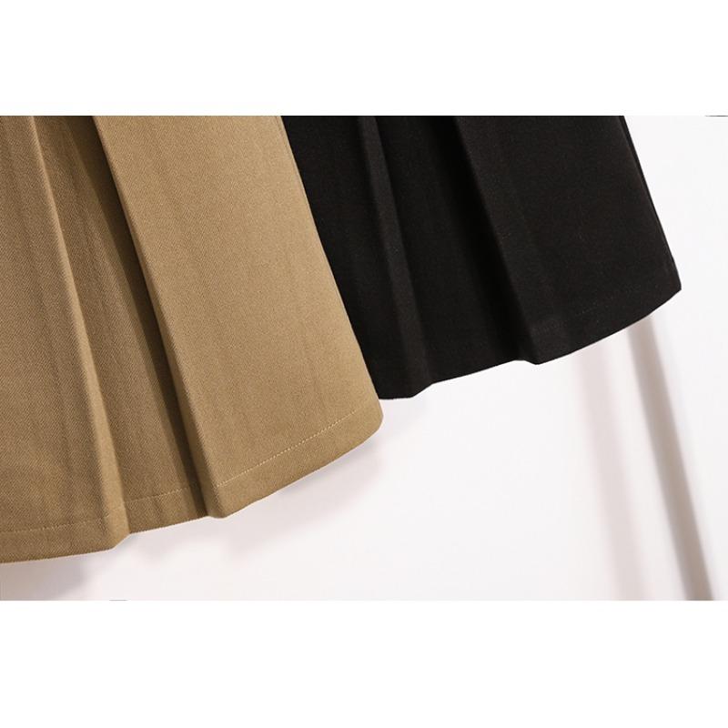 Dimanaf 2024 New Autumn Winter Plus Size Long Women Skirts Solid A-Line Oversize Lady Elegant High Waist Pleated Skirts