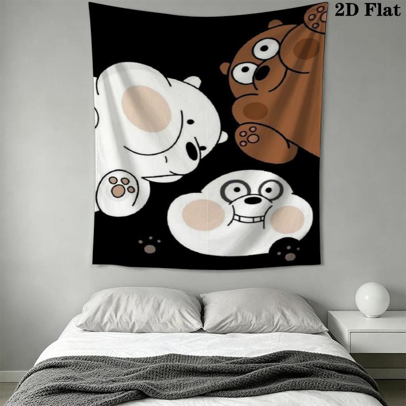 We Bare Bears Wall Tapestry Aesthetic Wall Hanging Printed Fabric Blanket Decorative Tapestries for Bedroom Living Room Home Decor