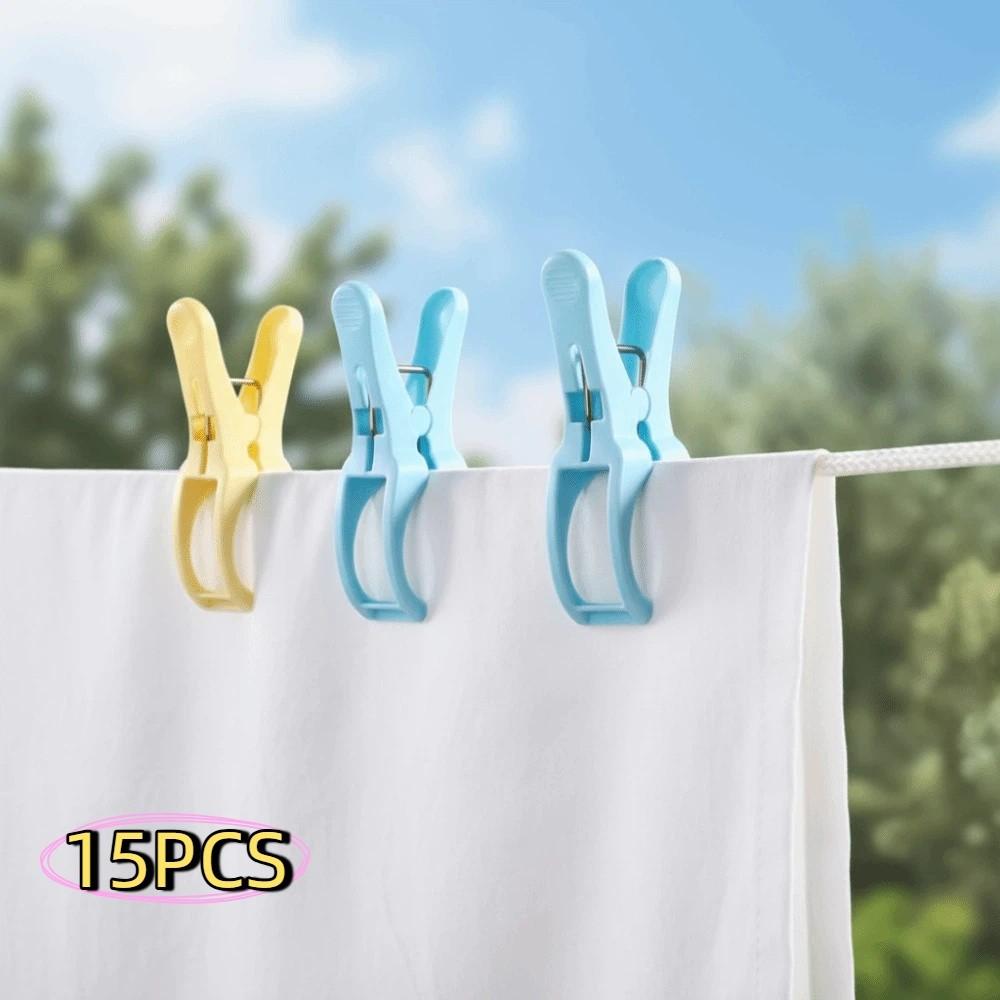 15PCS Plastic Drying Sheets Clips Traceless Design Bed Sheets Clips Drying Clothes Pegs  Balcony