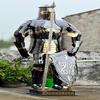 Full Body Templar Knight Armor Black Stainless Steel Suit with Mirror Finish Stand for Cosplay, LARP, Display And Reenactment Use