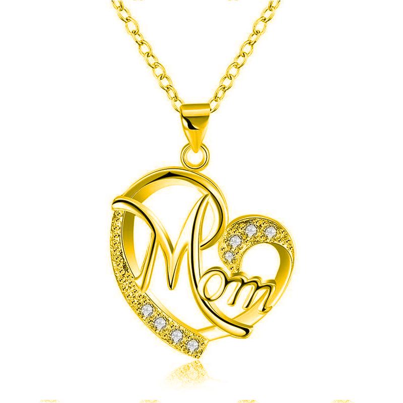 Women'S Necklace (Including Chain) Mom Color Separation Heart-Shaped Diamond, Mother'S Day Gift