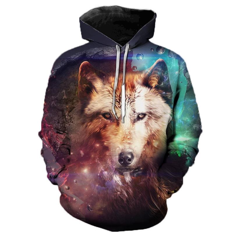 Spring Autumn 3D Wolf Hoodies Men Hooded Animal Wolf Printed Hoodie Sweatshirts Tracksuits Man/Women Jackets Funny Hoody