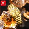 OLEVS Men Watches Fashion Original Gold Square Quartz Watch Waterproof Luminous Calendar Watches For Man Gifts Reloj 2712