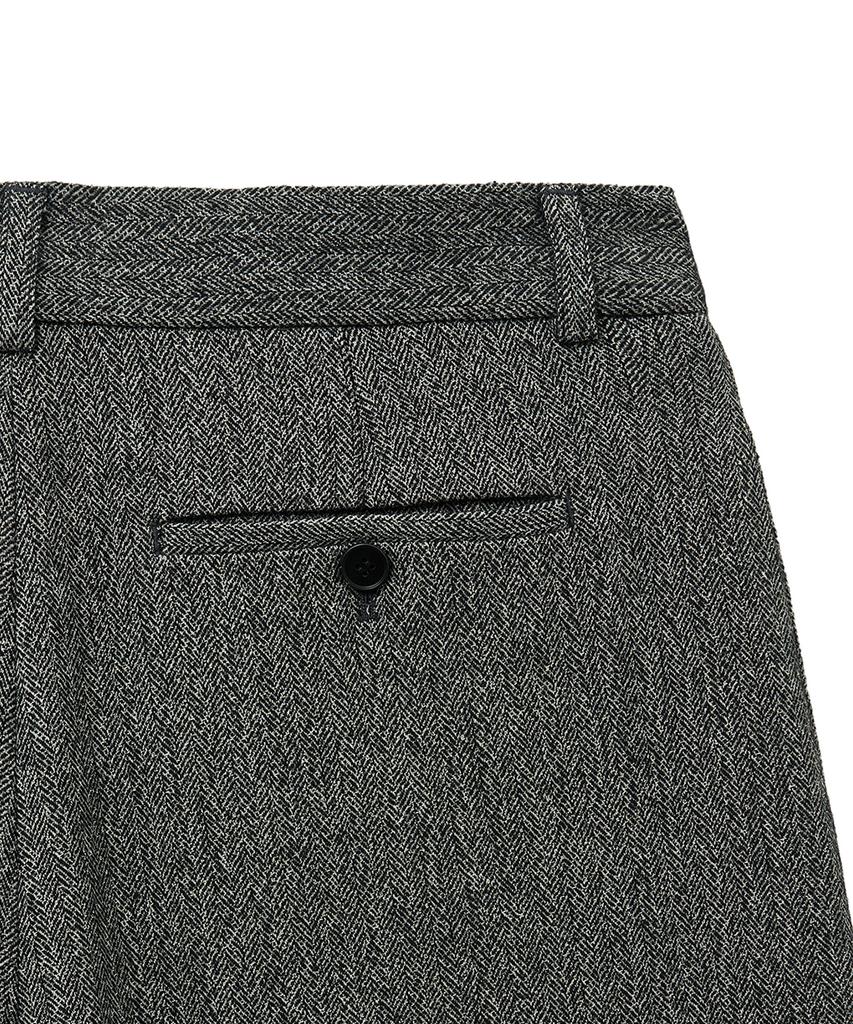 NOIRER Shining Wool Semi High-Waisted Pants (Gray)