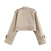 with Belt Cropped Trench Jacket Double Breasted Jackets Women Chic Autumn Winter Coat  Holiday