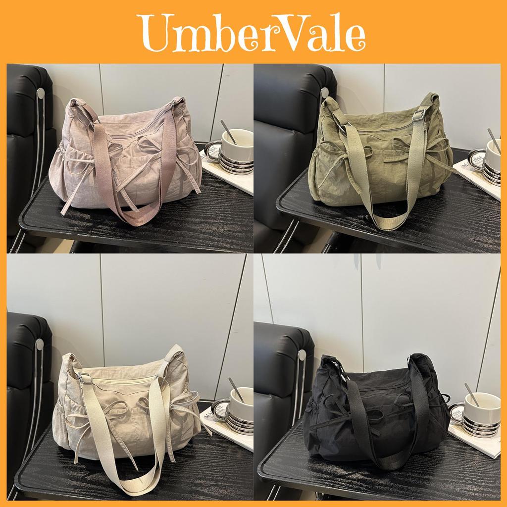 Crossbody Tote Bag With Wrinkled Design And Butterfly Accent For Casual Outings