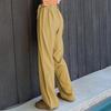 Новые женские однотонные широкие брюки, женские свободные повседневные брюки с высокой талией для мытья полов