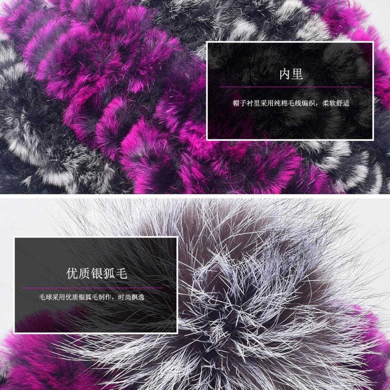 New Rex Rabbit Hair Hat Female Winter Mother Middle and Old Fur Hat Thickened Warm Rabbit Hair Plush Round Hat