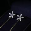 Diamond-Encrusted Flower Fringed Ear Line Anti-Lost Long Flower Earrings, Hot-Selling Ins Wind Five-Petal Flower Snowflake Earrings