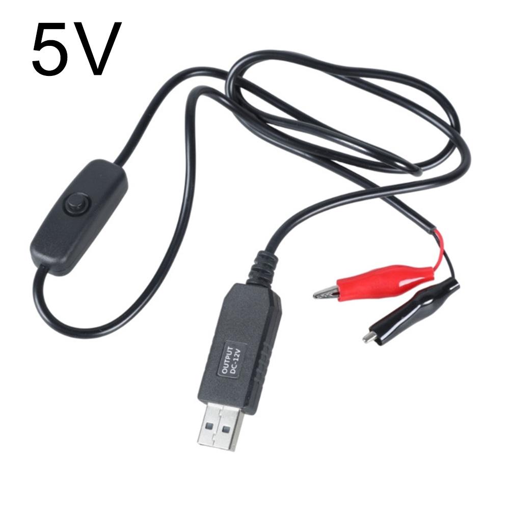 Кабель-адаптер с зажимами на USB-разъем (папа) с выключателем для источника питания 5 В, 9 В, 12 В постоянного тока, тестовый провод для солнечной панели
