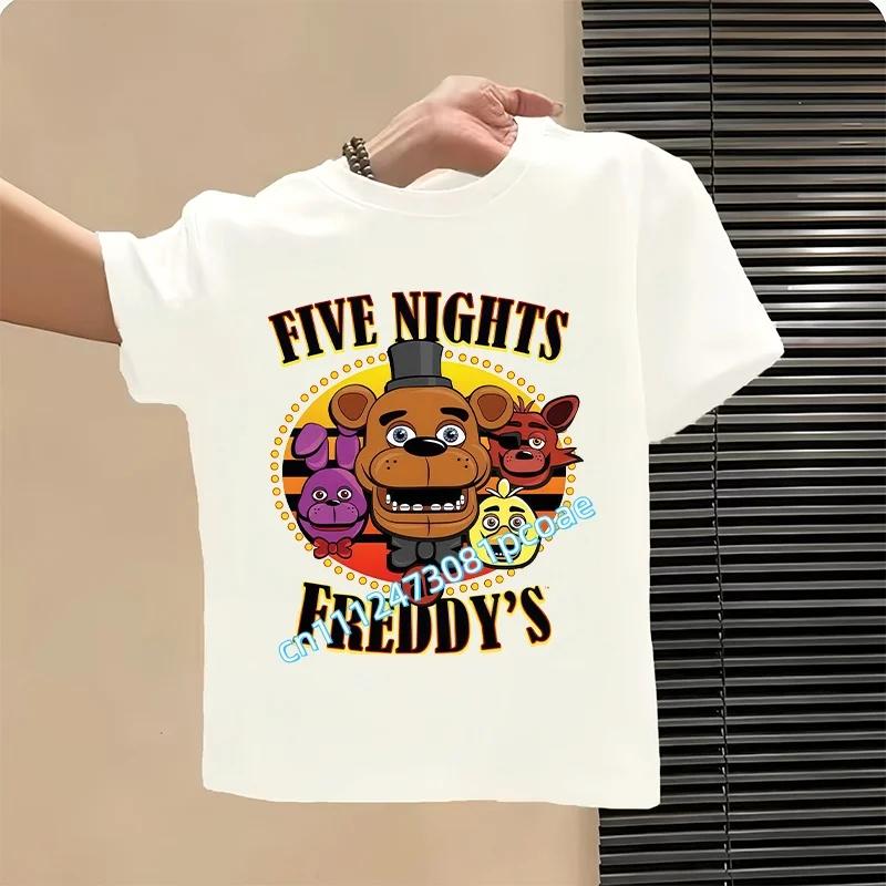 FNAF Дышащие футболки Детские Пять Ночей с Фредди Милый Топ с коротким рукавом Мальчики Девочки Летняя Модная Футболка Детская Одежда