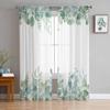 Spring Watercolor Plant Eucalyptus Leaves Sheer Curtains for Living Room Decoration Window Curtains Kitchen Tulle Voile Curtains