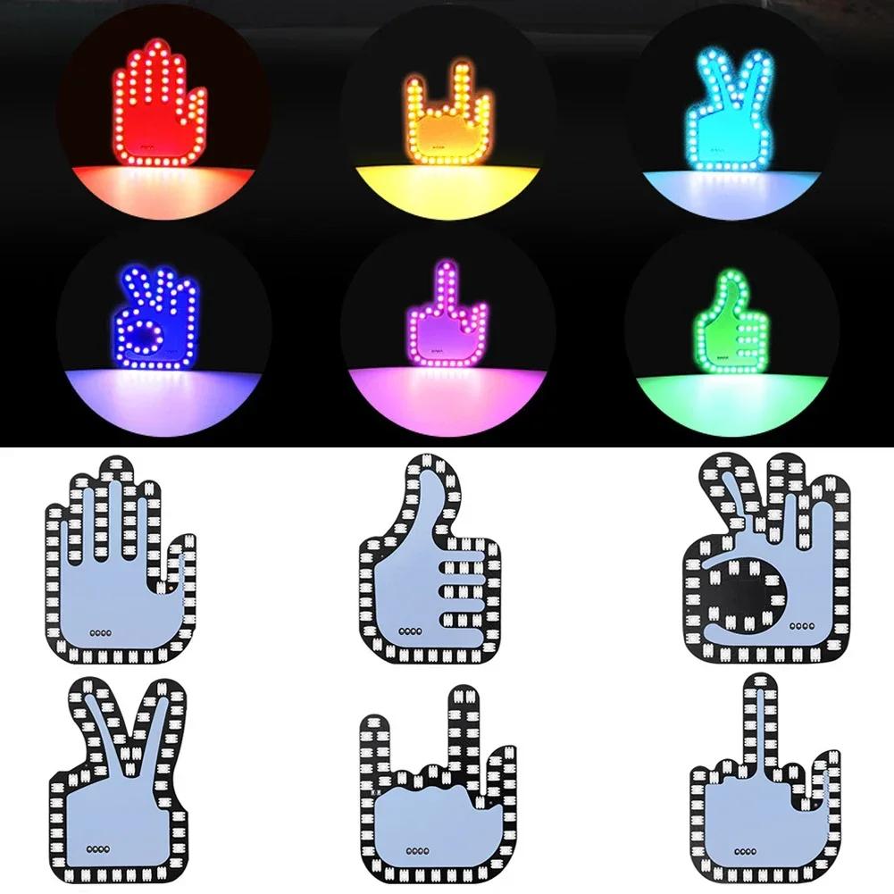 Креативный USB-светильник для жестов, автомобильный светодиодный фонарик с дистанционным управлением, атмосферный светильник, наклейка на средний палец, цветная лампа