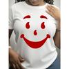 Women's Size Oversized T-Shirt - Christmas & Valentine's Day Themed Casual Short Sleeve Round Neck Loose Fit Top with Durable Holiday Print