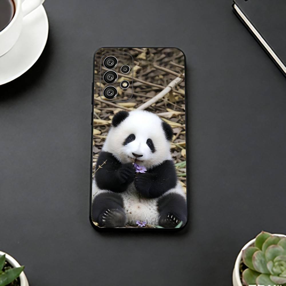 Милый чехол для телефона F-Fubao Животное P-Панда Черный Силиконовый Мягкий Для Samsung S25,S24,S21,S22,S23,S30,Ultra,S20,Plus,Fe,Lite