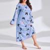 Ночная рубашка Yousheng Plus Size с принтом бабочек и круглым вырезом, свободная ночная рубашка для дома, одежда для сна с длинными рукавами и длиной до икры