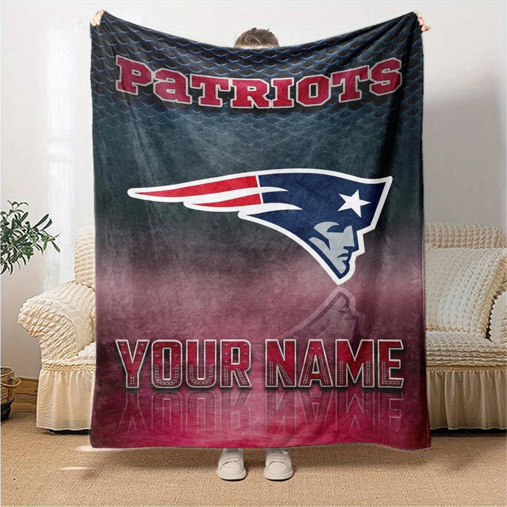 Name Custom New England Patriots Print Flannel Blanket High Quality Warm Comfortable Cover for All Seasons Perfect for Gifts Home Decor