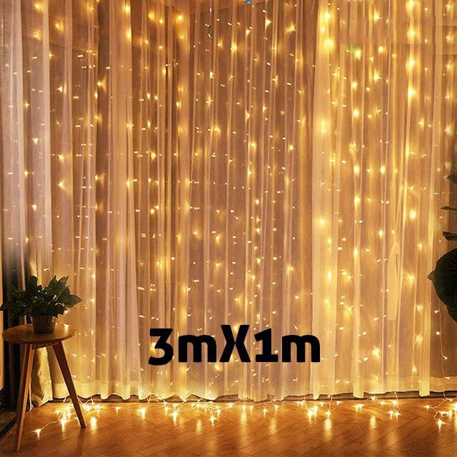3M USB светодиодные шторы гирлянды, светодиодные гирлянды, рождественские огни, украшения для Рамадана, 2023, гирлянды, свадебный декор, Новый год