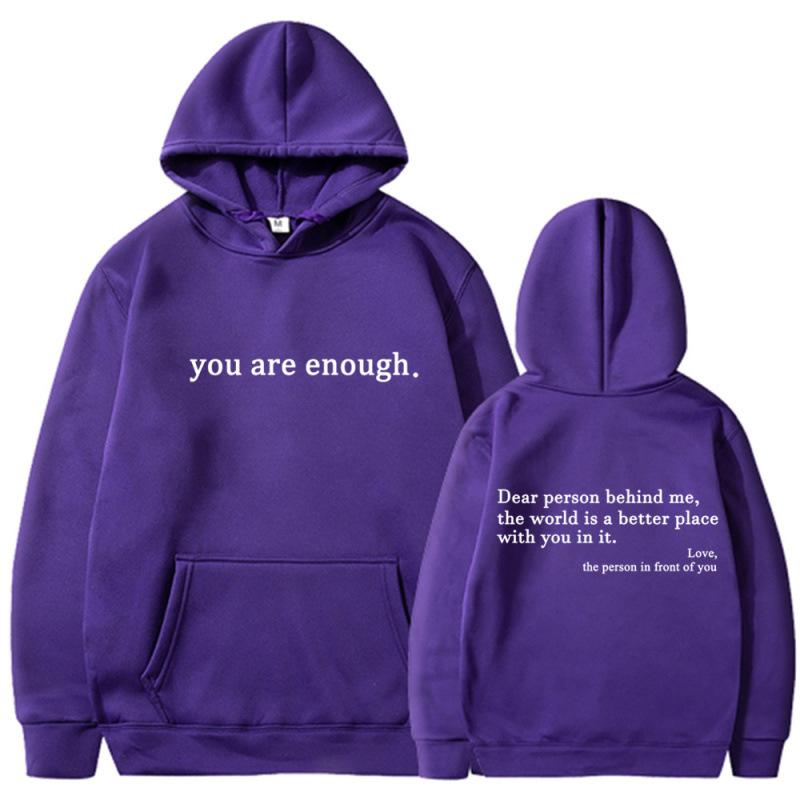 Men's and women's fleece sweater plain letter print pocket drawstring print hoodie