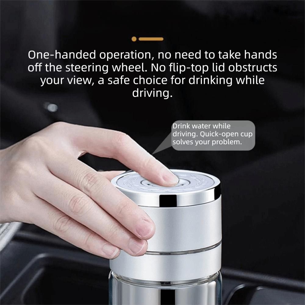 Borosilicate Glass Tea Water Cup One Click Opening Infuser Tumbler Outdoor Activities